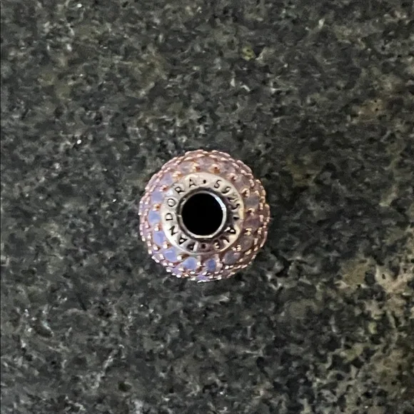 Elegant Pandora Silver and Rose Gold Pink Beaded Charm with “Love” engraved - Picture 3 of 6